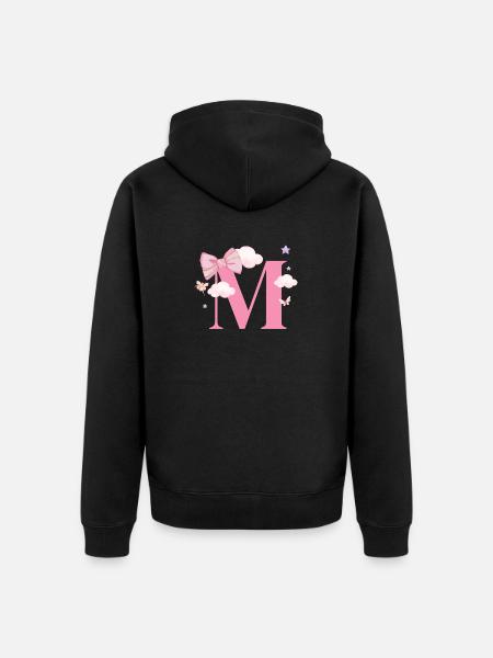 Letter m pink clouds - Unisex Premium Organic Zip Hoodie - black