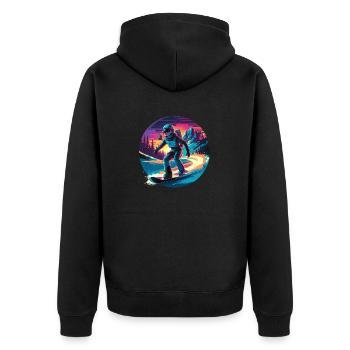 580s Snowboarding - Unisex Premium Organic Zip Hoodie - black - Back - Nico (187cm)