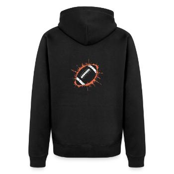 Fußball - Unisex Premium Bio Zip Hoodie - Schwarz - Hinten - Nico (187cm)
