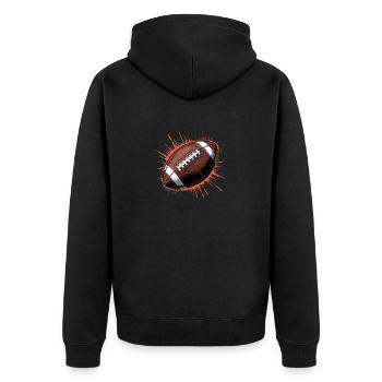 Fußball - Unisex Premium Bio Zip Hoodie - Schwarz - Hinten - Nico (187cm)
