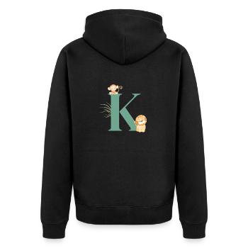 Letter k green jungle animals - Unisex Premium Organic Zip Hoodie - black - Back - Nico (187cm)