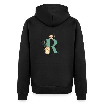 Letter r green jungle animals - Unisex Premium Organic Zip Hoodie - black - Back - Nico (187cm)