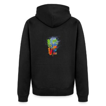 I love my planet! - Unisex Premium Bio Zip Hoodie - Schwarz - Hinten - Nico (187cm)