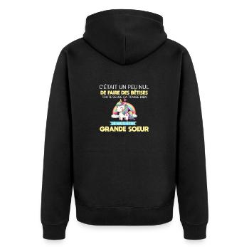Enfant Future Grande Soeur Drôle Annonce Licorne - Veste à capuche bio Premium Unisexe - noir - Dos - Nico (187cm)