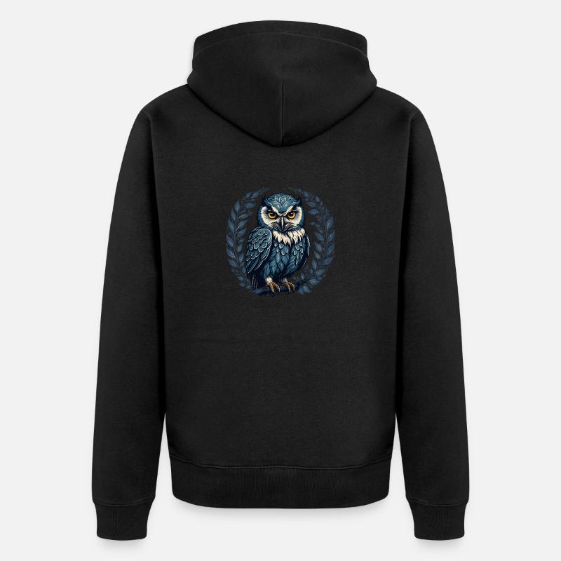 Eine Eule in Ähren - Unisex Premium Bio Zip Hoodie - Schwarz