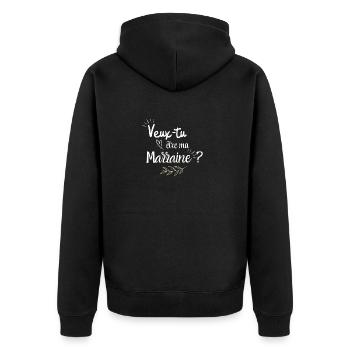 Veux tu être ma marraine - Veste à capuche bio Premium Unisexe - noir - Dos - Nico (187cm)