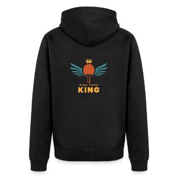 Ping Pong Addict Spruch Geschenk Sport Tischtennis - Unisex Premium Bio Zip Hoodie - Schwarz - Hinten - Nico (187cm)