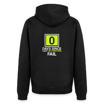 0 days since last 3d printing fail - Unisex Premium Bio Zip Hoodie - Schwarz - Hinten - Nico (187cm)
