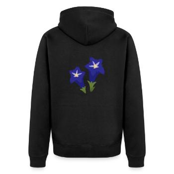 blue gentian flowers - Unisex Premium Organic Zip Hoodie - black - Back - Nico (187cm)