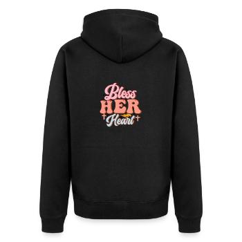 bless her heart - Unisex Premium Bio Zip Hoodie - Schwarz - Hinten - Nico (187cm)