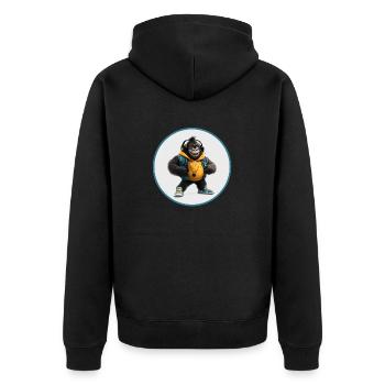 Gorilla - Unisex Premium Bio Zip Hoodie - Schwarz - Hinten - Nico (187cm)