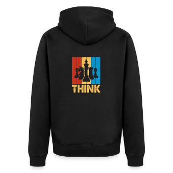 Chess Player Geschenk Schach Sport Schachmeister - Unisex Premium Bio Zip Hoodie - Schwarz - Hinten - Nico (187cm)