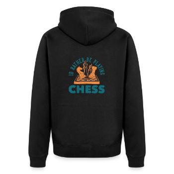 Chess Player Geschenk Schach Sport Schachmeister - Unisex Premium Bio Zip Hoodie - Schwarz - Hinten - Nico (187cm)