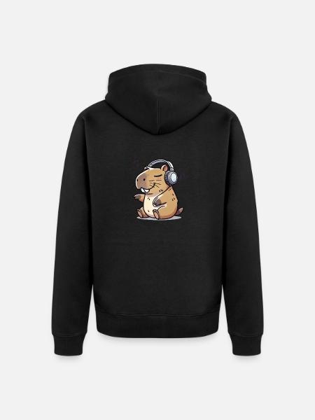 capybara musik - Unisex Premium Bio Zip Hoodie - Schwarz