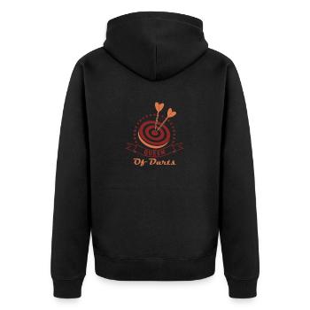 Darts Crew Geschenk Spruch Darts Wurfspieß Sport - Unisex Premium Bio Zip Hoodie - Schwarz - Hinten - Nico (187cm)