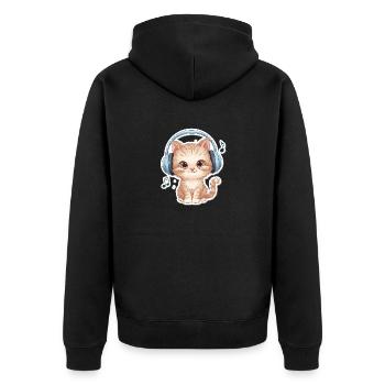 Süße Katze mit Doodle-Kopfhörern - Unisex Premium Bio Zip Hoodie - Schwarz - Hinten - Nico (187cm)