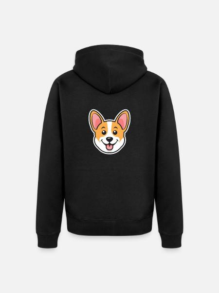 corgi - Unisex Premium Organic Zip Hoodie - black