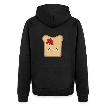 kawaii toast with jam - Unisex Premium Organic Zip Hoodie - black - Back - Nico (187cm)