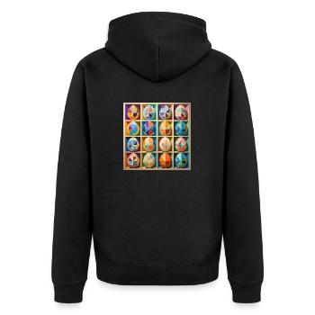 Ostereier Design No.10 - Unisex Premium Bio Zip Hoodie - Schwarz - Hinten - Nico (187cm)