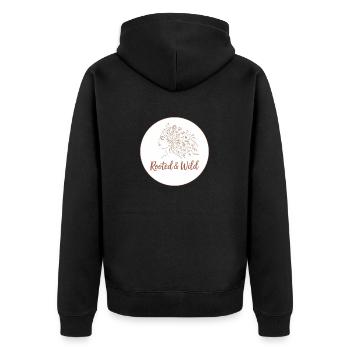Rooted and Wild - Unisex Premium Bio Zip Hoodie - Schwarz - Hinten - Nico (187cm)