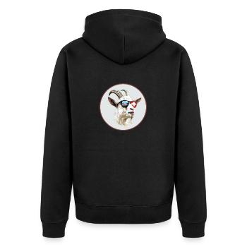 Schweiz Ziege - Unisex Premium Bio Zip Hoodie - Schwarz - Hinten - Nico (187cm)