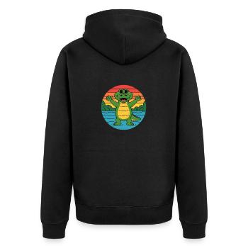 Alligator Retro Alligatoren - Unisex Premium Bio Zip Hoodie - Schwarz - Hinten - Nico (187cm)