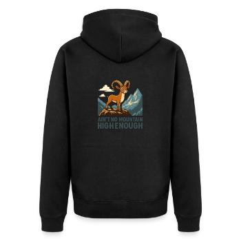 Steinbock - Unisex Premium Bio Zip Hoodie - Schwarz - Hinten - Nico (187cm)