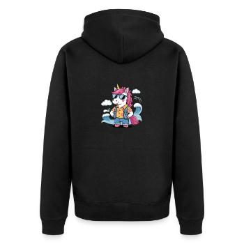 Funny Summer Unicorn - Unisex Premium Organic Zip Hoodie - black - Back - Nico (187cm)