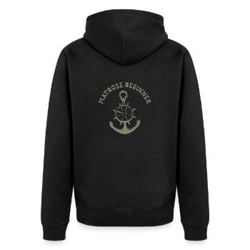 Moin Schiffanker Anker Nordsee Spruch Geschenk See - Unisex Premium Bio Zip Hoodie - Schwarz - Hinten - Nico (187cm)