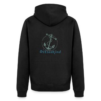 Anker Maritim Meer Seefahrt Retro Vintage See - Unisex Premium Bio Zip Hoodie - Schwarz - Hinten - Nico (187cm)