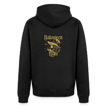 Funny Halloween Costume Gift Saying - Unisex Premium Organic Zip Hoodie - black - Back - Nico (187cm)