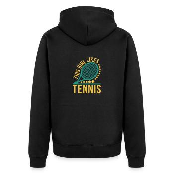 Tennis Hobby Sport Tennisspieler Tennis Lover - Unisex Premium Bio Zip Hoodie - Schwarz - Hinten - Nico (187cm)