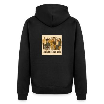 Unique like you einmalig wie du - Unisex Premium Bio Zip Hoodie - Schwarz - Hinten - Nico (187cm)
