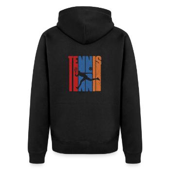 Tennis Vintage Tennis Lover Tennisspieler Sport - Unisex Premium Bio Zip Hoodie - Schwarz - Hinten - Nico (187cm)