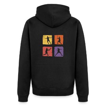 Tennis Vintage Retro Tennisspieler Sport Hobby - Unisex Premium Bio Zip Hoodie - Schwarz - Hinten - Nico (187cm)