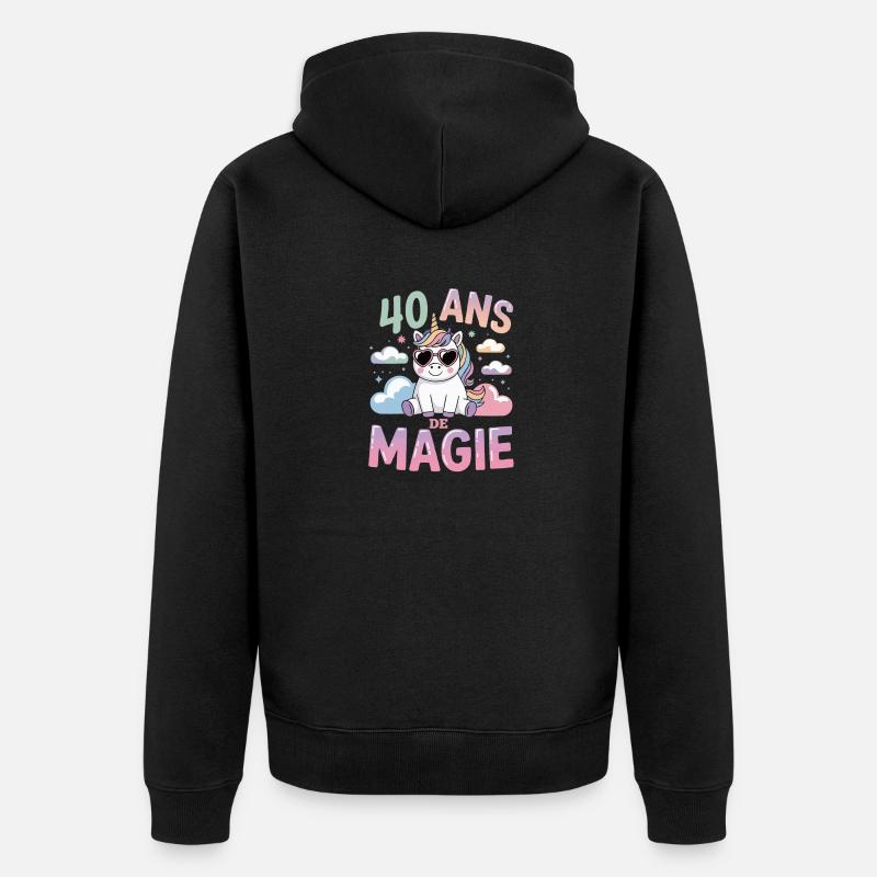 40 ans de magie - Veste à capuche bio Premium Unisexe - noir
