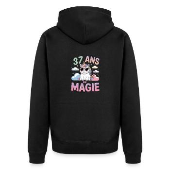 37 ans de magie - Veste à capuche bio Premium Unisexe - noir - Dos - Nico (187cm)