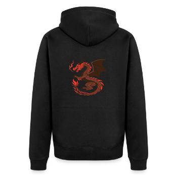 Roter Drache - Fantasy Kunst - Unisex Premium Bio Zip Hoodie - Schwarz - Hinten - Nico (187cm)