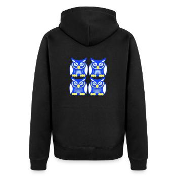 Many Owls Decorative Pattern Team Eagle Owl 4 Friends - Unisex Premium Organic Zip Hoodie - black - Back - Nico (187cm)