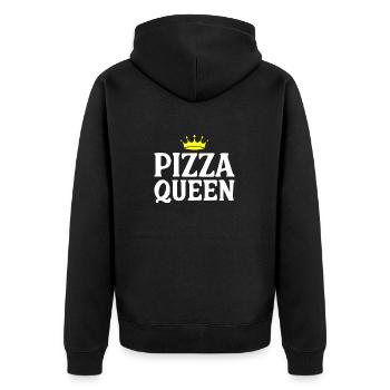 Pizza Queen Funny Quote - Unisex Premium Organic Zip Hoodie - black - Back - Nico (187cm)