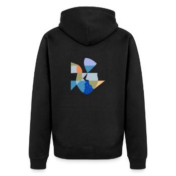 Celestial Connection - Unisex Premium Bio Zip Hoodie - Schwarz - Hinten - Nico (187cm)