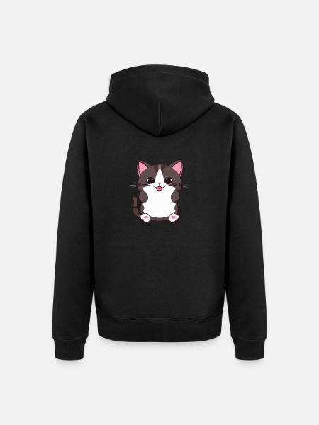 Katze Comic - Unisex Premium Bio Zip Hoodie - Schwarz