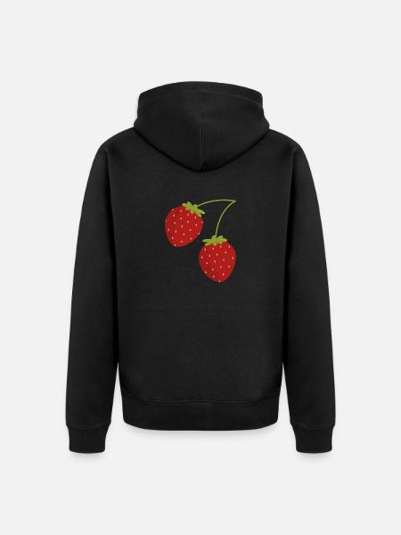 Strawberries - Unisex Premium Organic Zip Hoodie - black