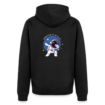 astronaut cartoon character dancing in - Unisex Premium Bio Zip Hoodie - Schwarz - Hinten - Nico (187cm)