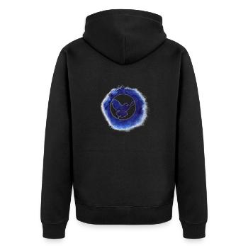 Friedenstaube - Unisex Premium Bio Zip Hoodie - Schwarz - Hinten - Nico (187cm)