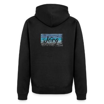 Jörg - Unisex Premium Bio Zip Hoodie - Schwarz - Hinten - Nico (187cm)
