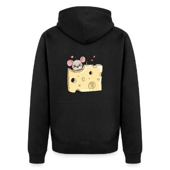 Hungry mouse holes cheese - Unisex Premium Organic Zip Hoodie - black - Back - Nico (187cm)