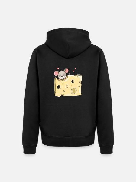 Hungry mouse holes cheese - Unisex Premium Organic Zip Hoodie - black