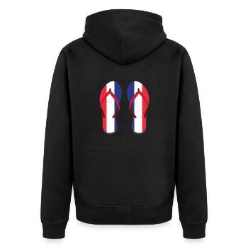 Frankreich Flagge Flipflop Franzose Geschenk - Unisex Premium Bio Zip Hoodie - Schwarz - Hinten - Nico (187cm)