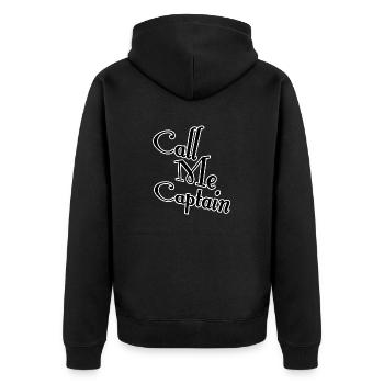Call me captain - Unisex Premium Bio Zip Hoodie - Schwarz - Hinten - Nico (187cm)